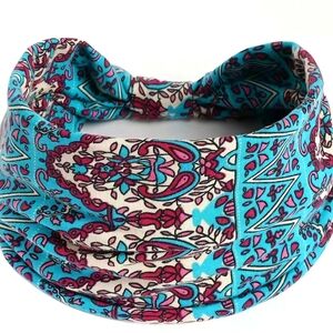 Vibrant Turquoise and Magenta Patterned Headband